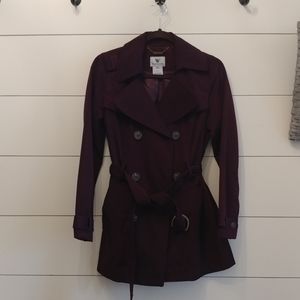 Maroon trench coat